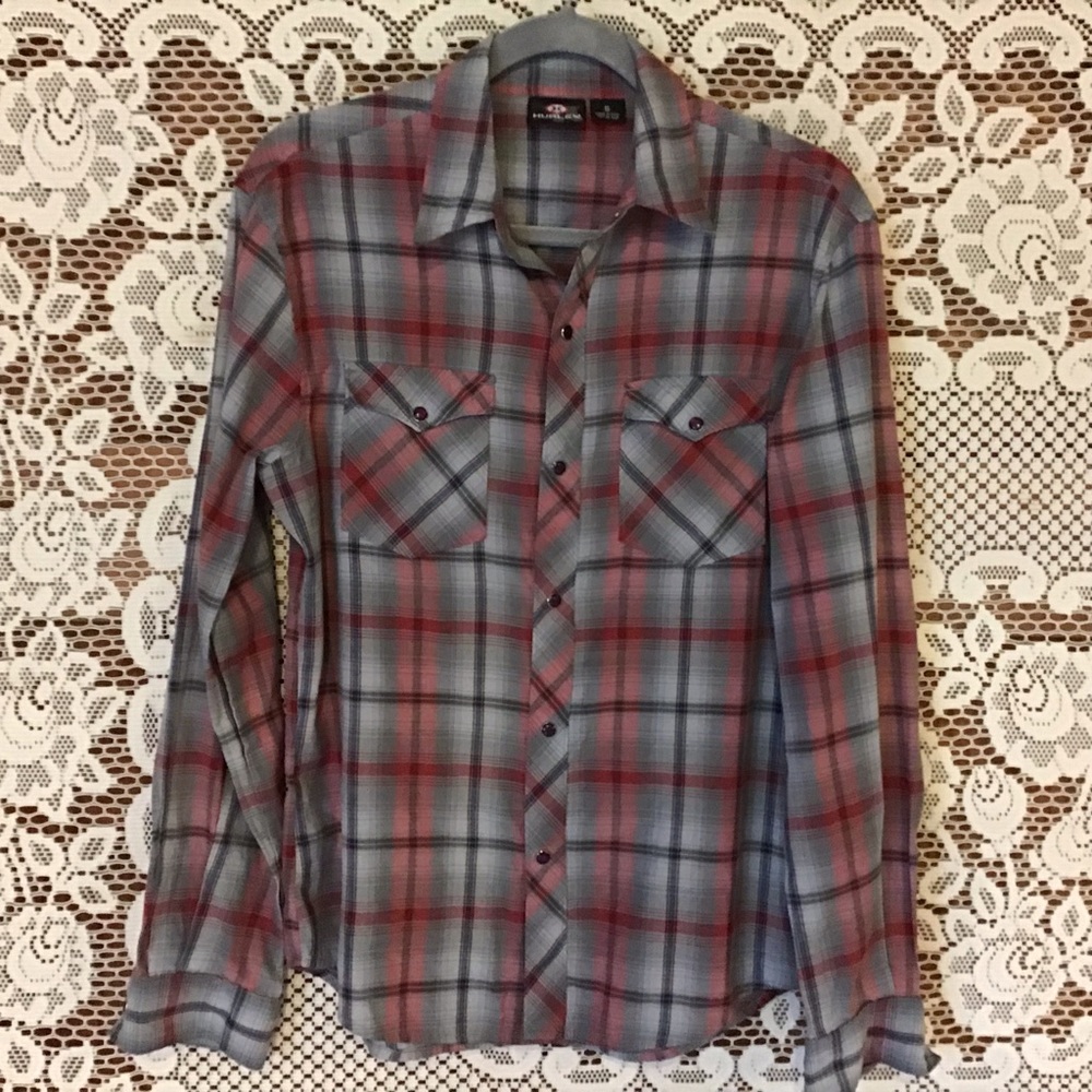 Hurley Snap Up Collard Plaid Shirt Young Mens